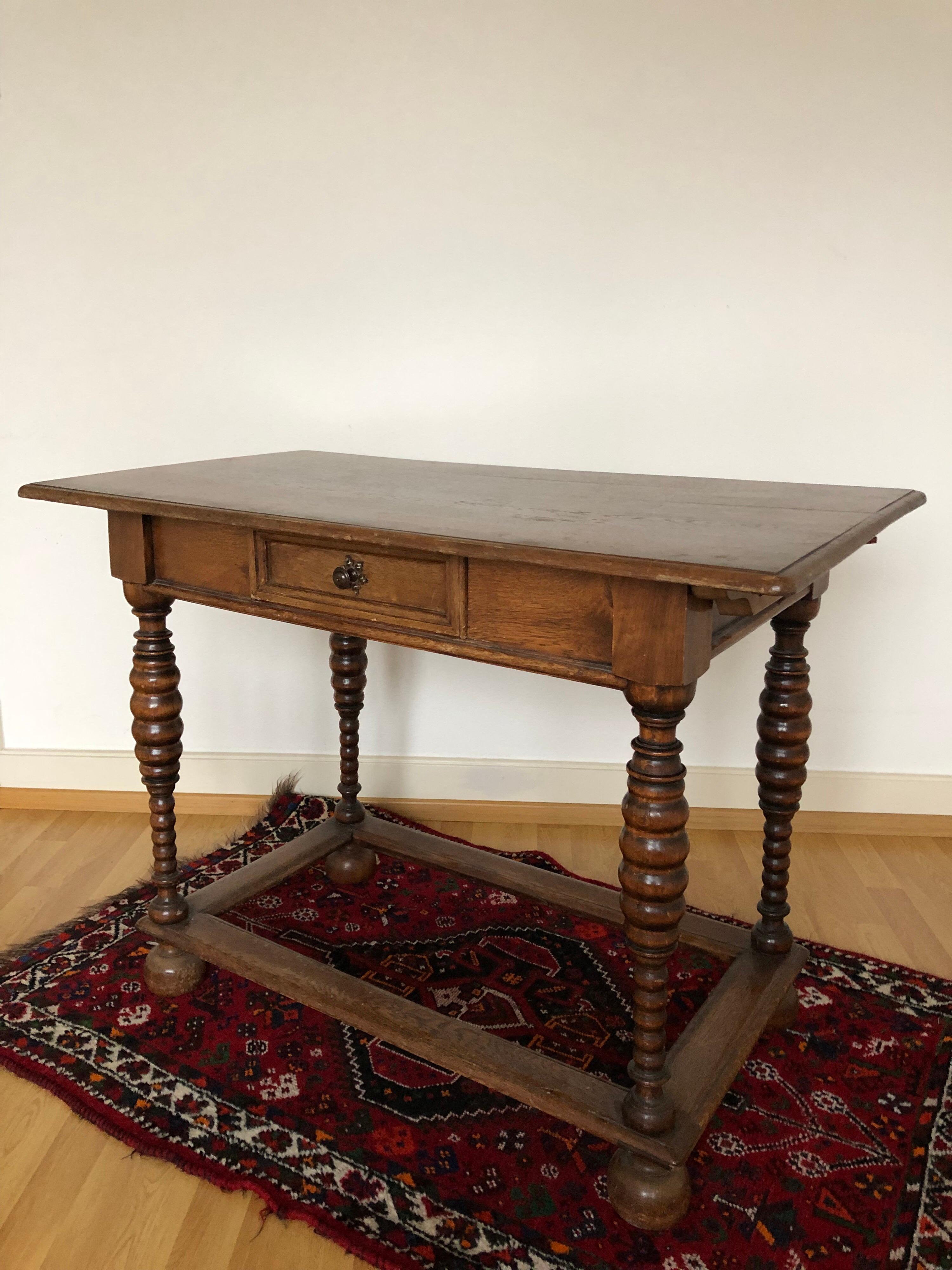 French Provincial Carved Wood Rustic Provincial Country French Farm Desk / Table, Early 1900s SALE