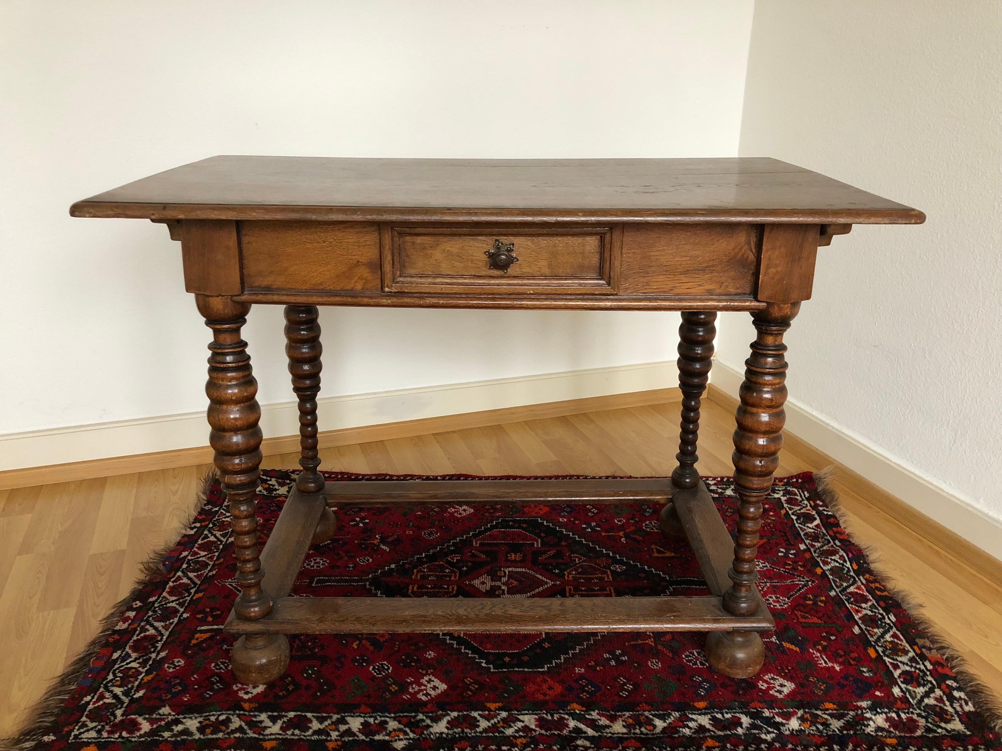 Carved Wood Rustic Provincial Country French Farm Desk / Table, Early 1900s SALE In Good Condition In Sofia, BG