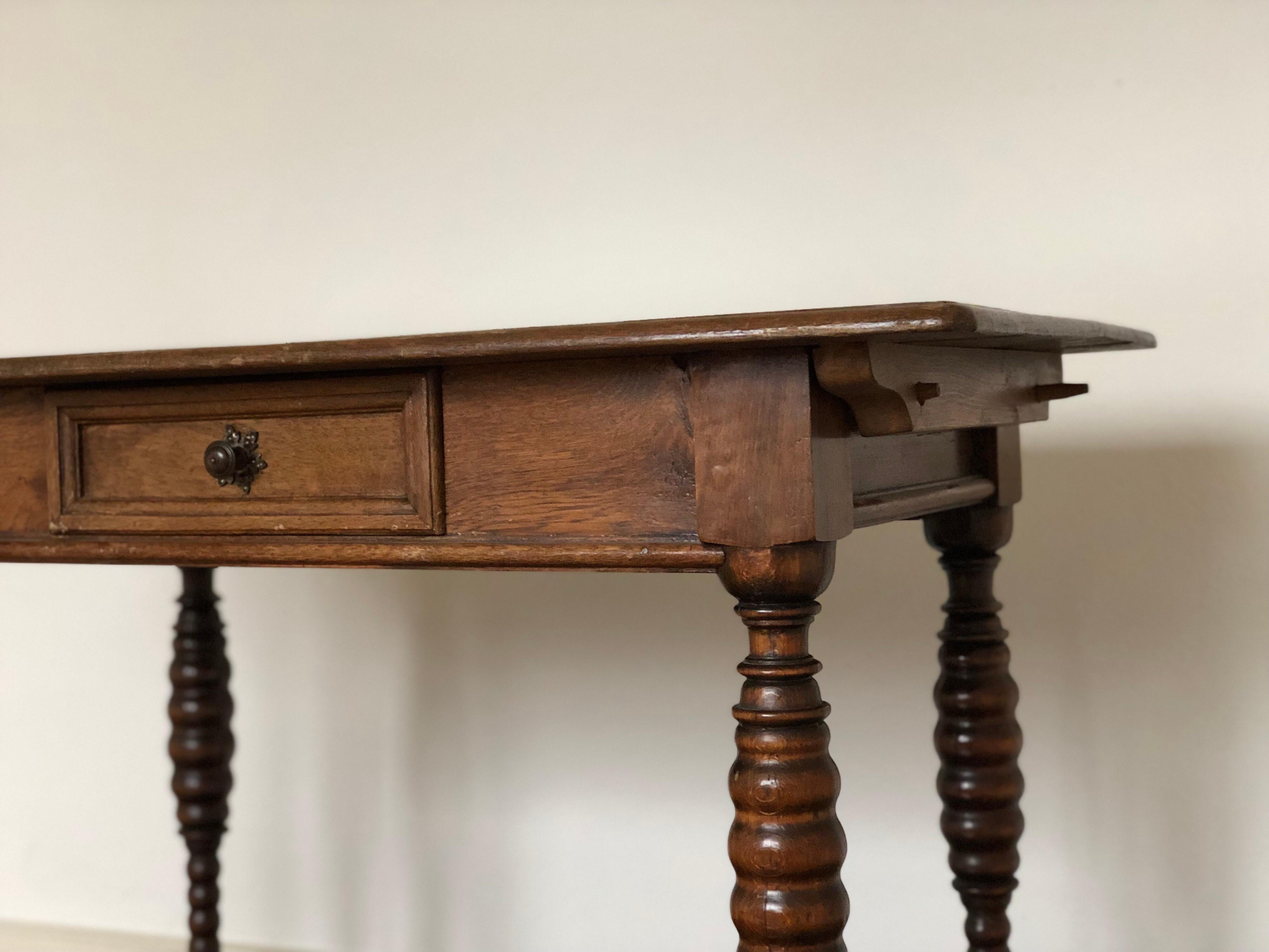 Carved Wood Rustic Provincial Country French Farm Desk / Table, Early 1900s SALE 2