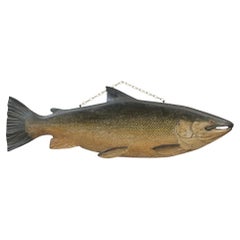 Used Carved Wood Salmon, Fish Model