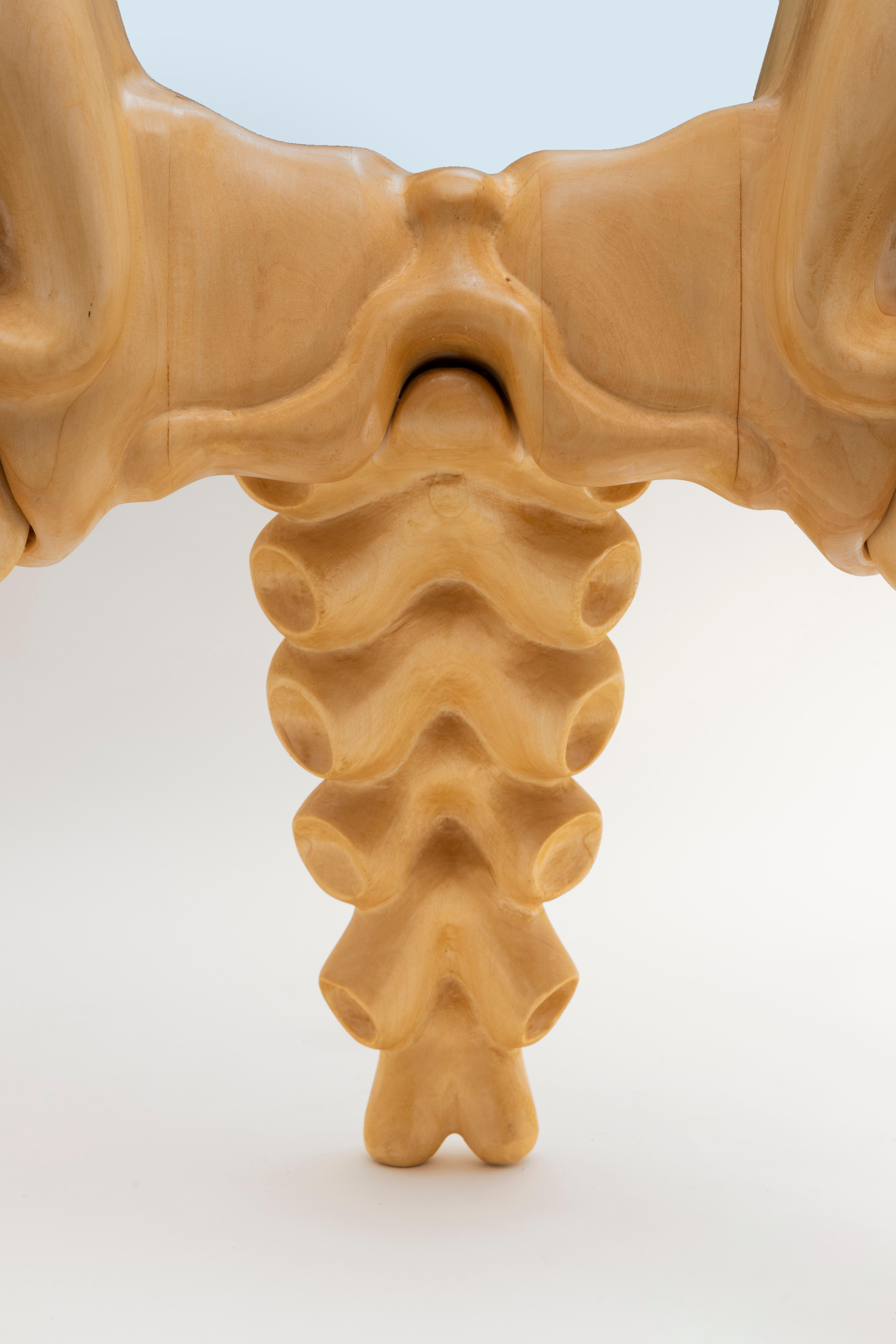 Carved Wood Sculptural Floor Mirror by Ryan Decker 1