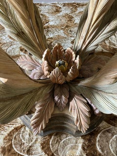 Carved Wood Sculptural Flower Motif Dining Table, Italy, 1970s