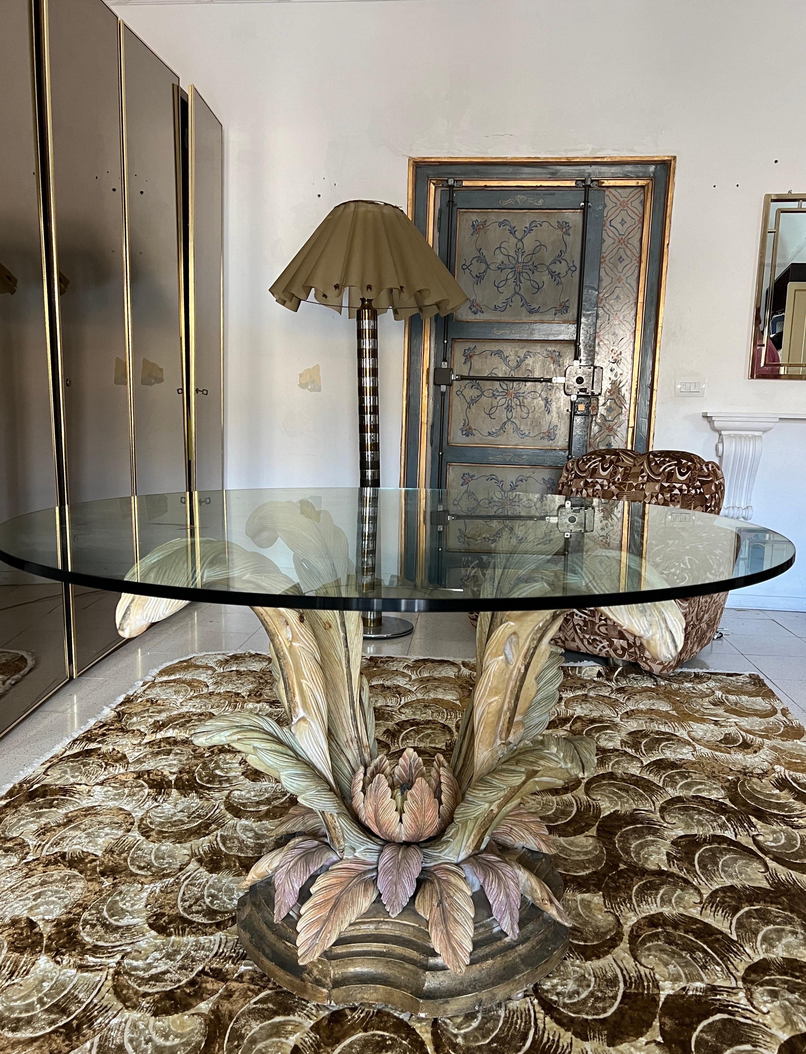 Table de salle à manger sculpturale à motif de fleurs, Italie, 1970 en vente 1