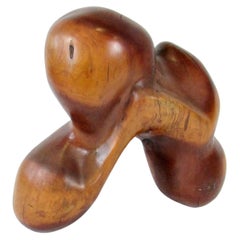Retro Carved wood sculpture abstract organic form of a horse 
