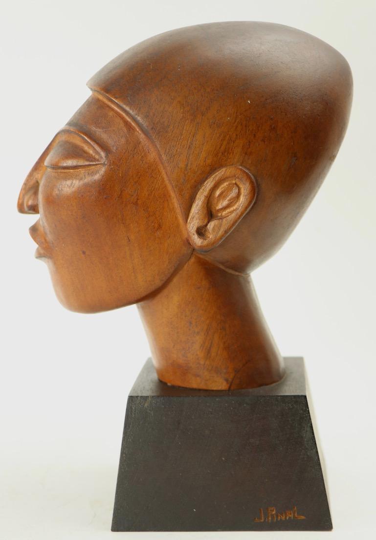20th Century Carved Wood Sculpture by J. Pinal