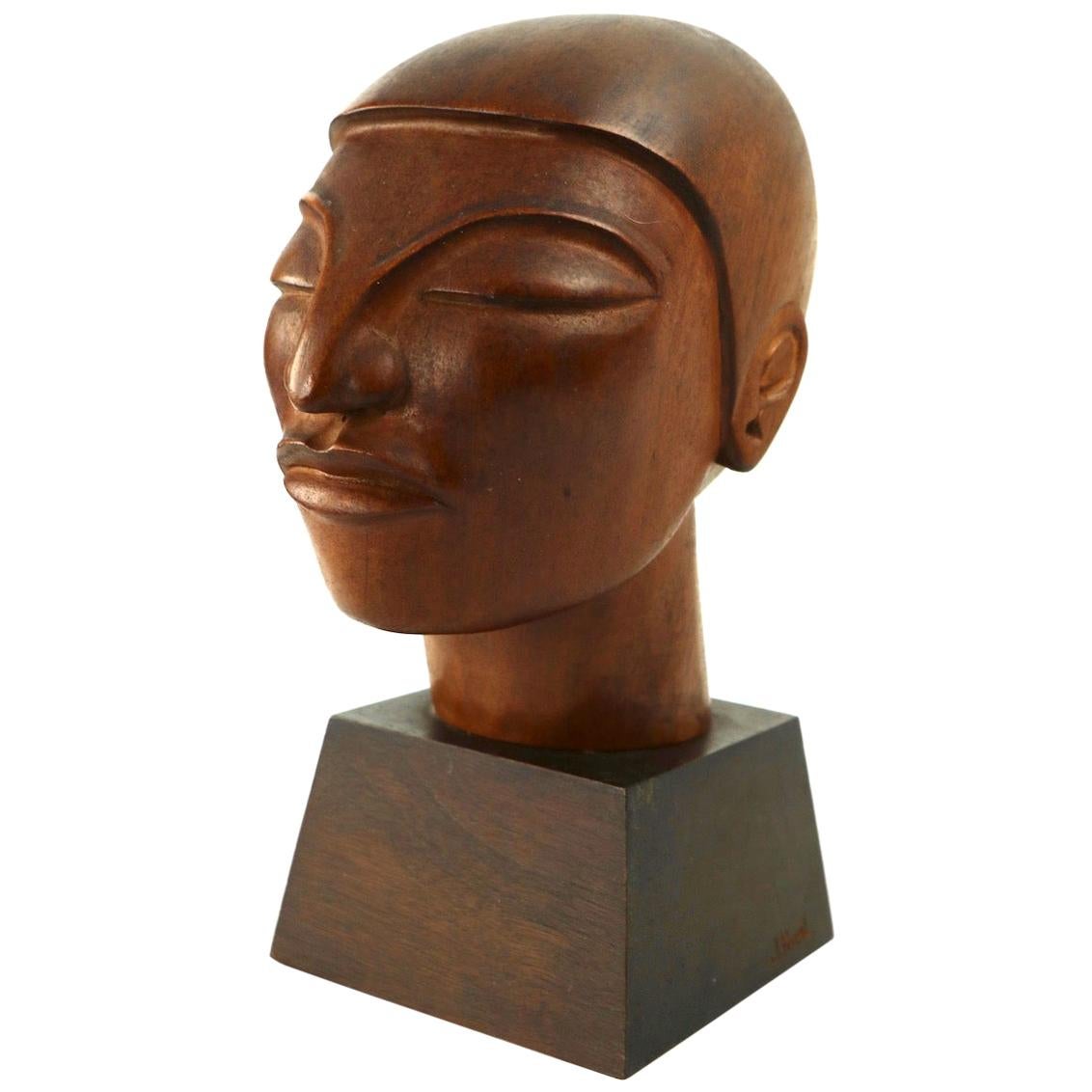 Carved Wood Sculpture by J. Pinal