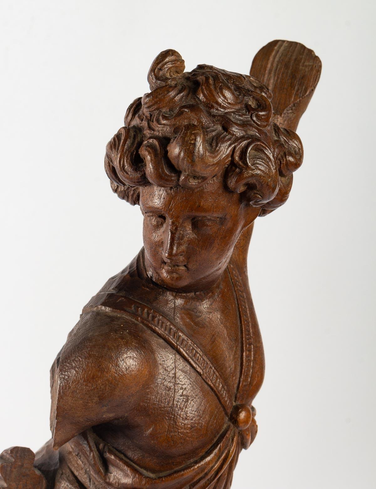 European Carved Wood Sculpture from the 19th Century For Sale