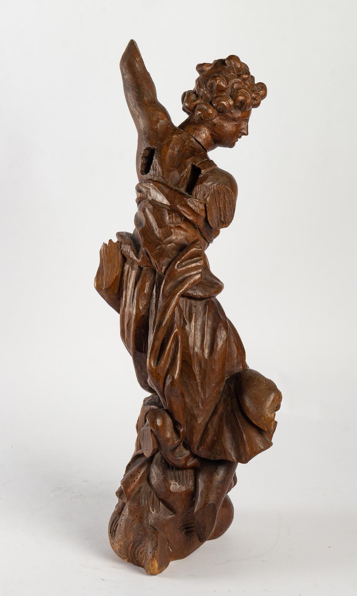 Hand-Carved Carved Wood Sculpture from the 19th Century For Sale