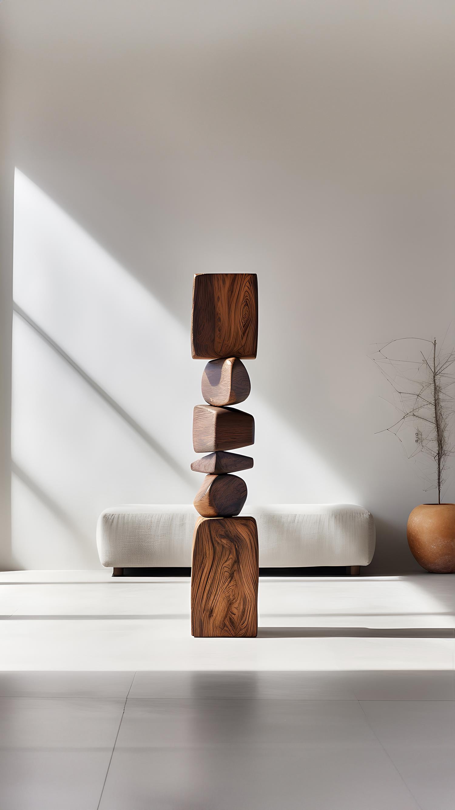 Hand-Crafted Exquisite Wooden Standing Totem Still Stand No35 by NONO, Joel Escalona Art For Sale