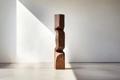 Still Stand No40: Serene Standing Walnut Sculpture, Exquisite Escalona Art