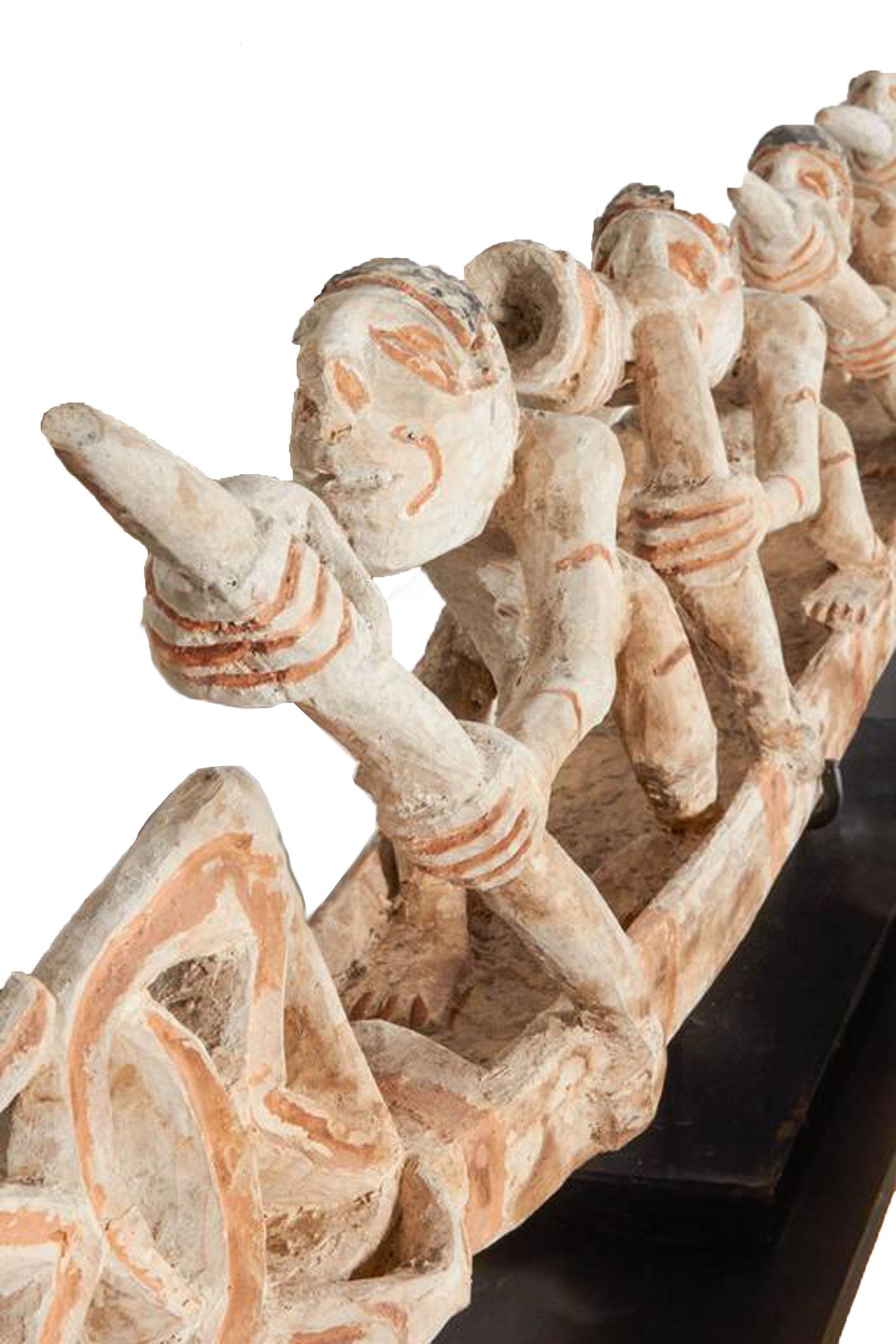 Hand-Carved Carved Wood Sculpture with Native Crew from Indonesia