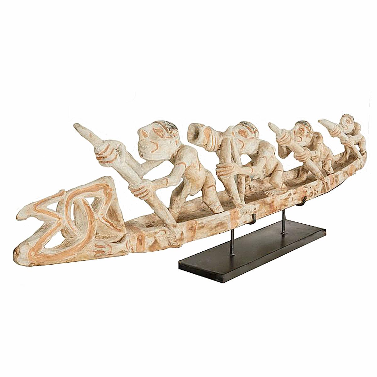 Contemporary Carved Wood Sculpture with Native Crew from Indonesia