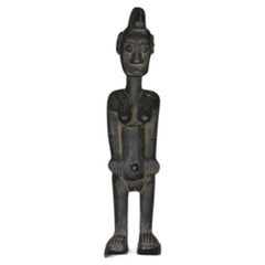 Retro Carved Wood 'Senufo' Statue on Stand