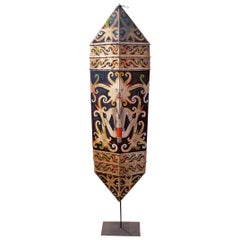 Carved Wood Shield from Borneo, Mid-20th Century