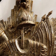 Carved Wood Silver Leaf Shield