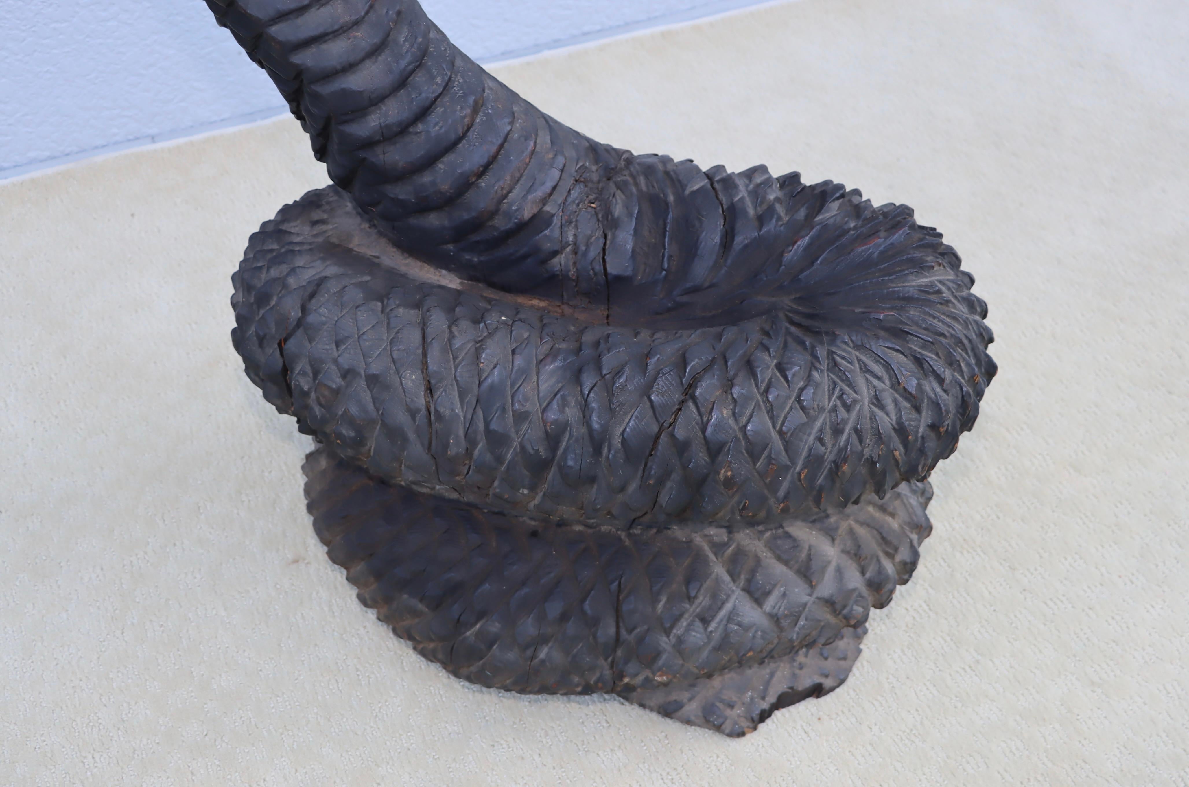 Late 20th Century Carved Wood Snake Chair 