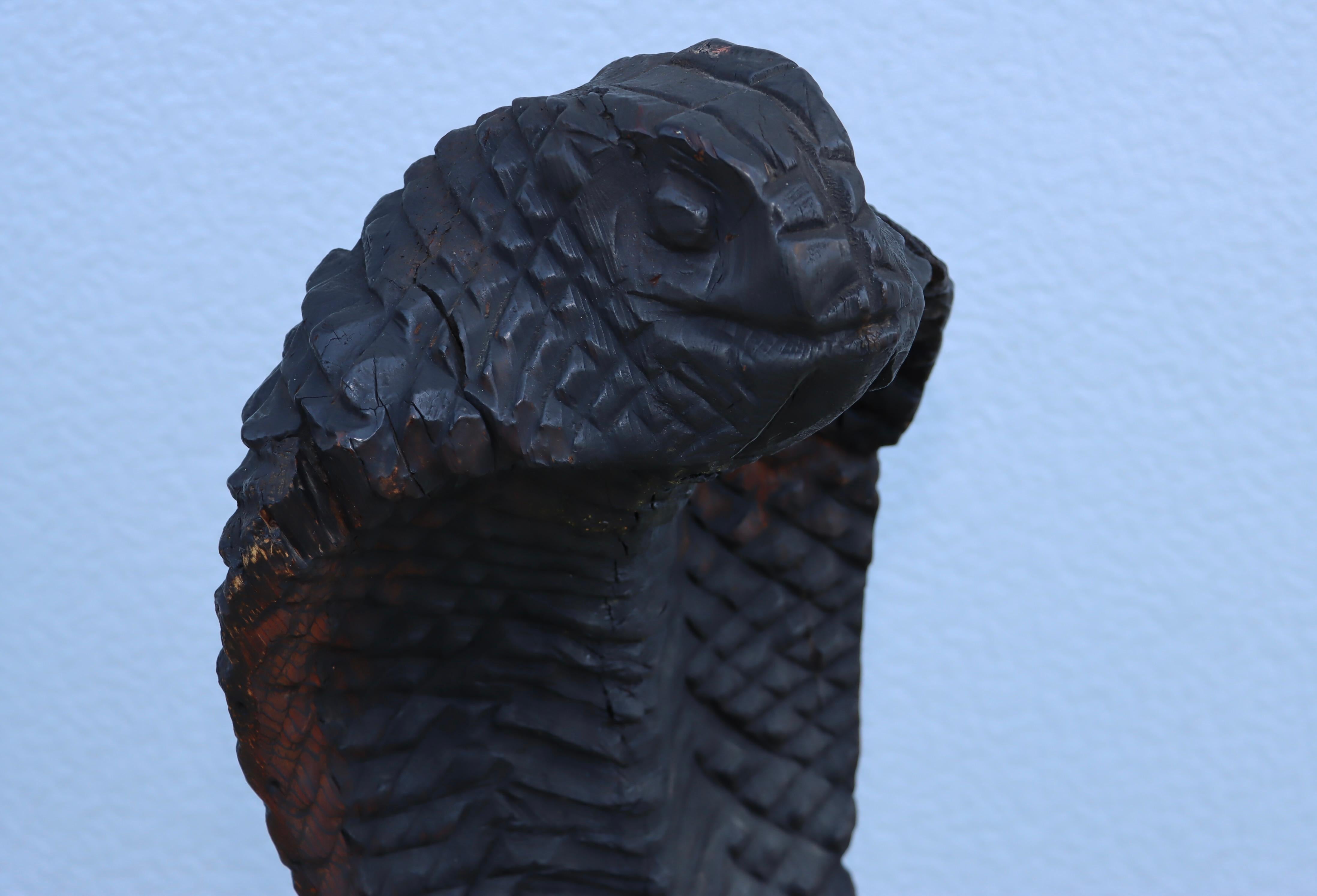 Walnut Carved Wood Snake Chair 