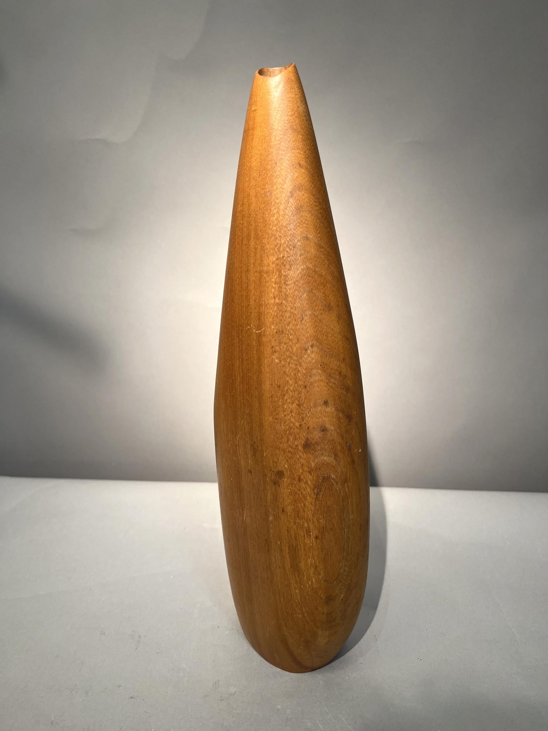 French Carved wood soliflore vase, France, circa 1960 For Sale