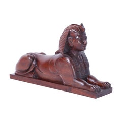 Antique Carved Wood Sphinx