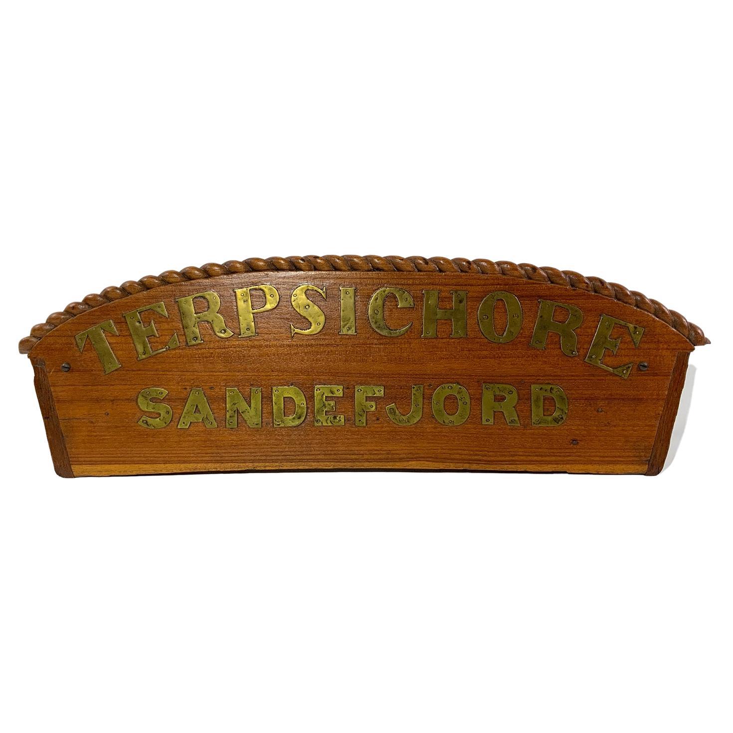 Carved Wood Sternboard from Captain's Gig On "Terpsichore" For Sale