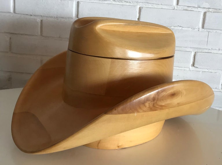 Carved Wood Stetson Hat Form Ice Bucket by Alfonso Bini, Italy at 1stDibs