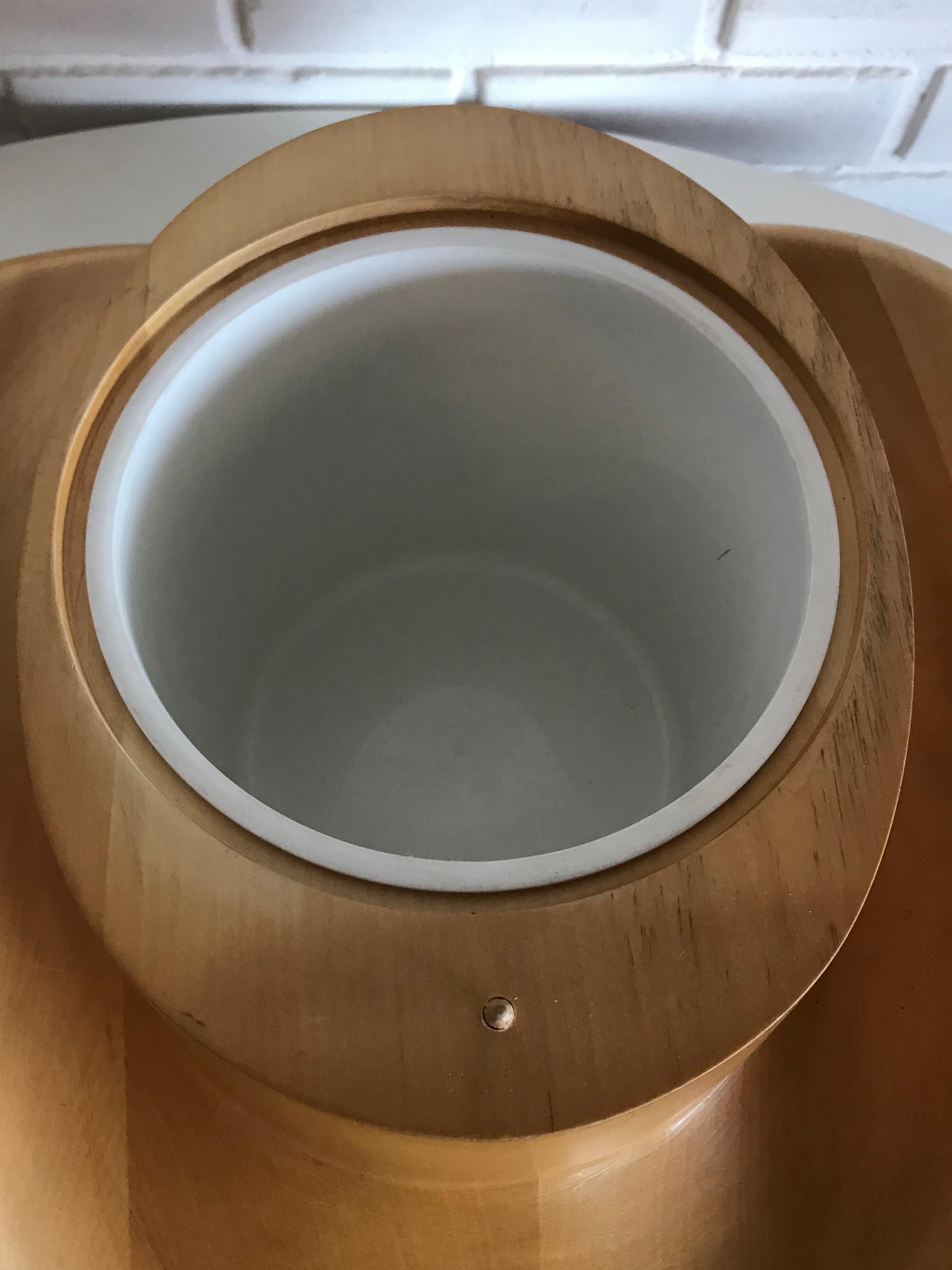 Italian Carved Wood Stetson Hat Form Ice Bucket by Alfonso Bini, Italy