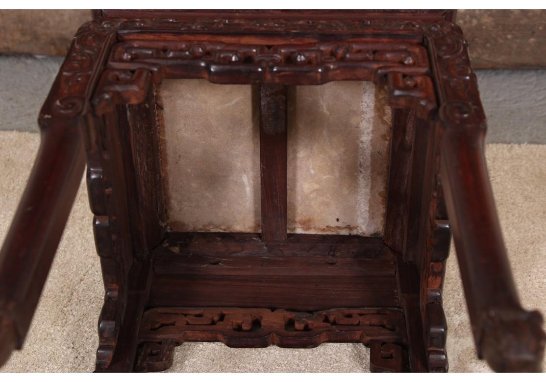 20th Century Carved Wood Stone Top Table or Stand For Sale