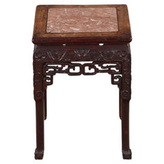 Geschnitzter Wood Stone Top Tisch oder Stand