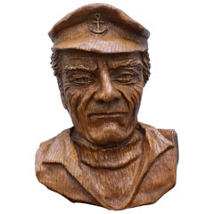 Carved Wood Style Face of an Old Fisherman Looks like Captains Bird's-Eye Nice