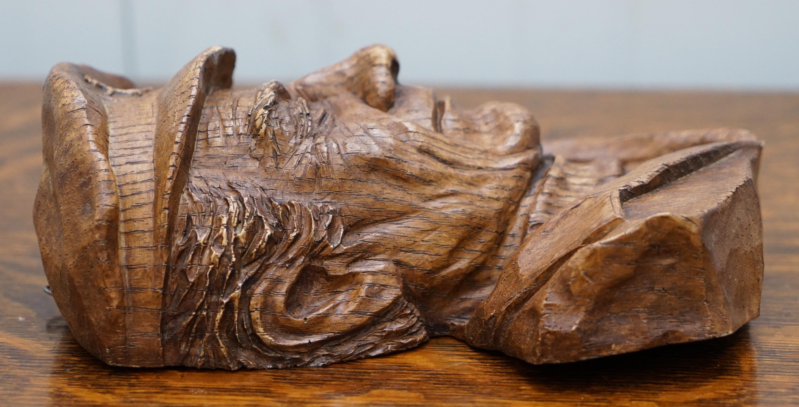 Arts and Crafts Carved Wood Style Face of an Old Fisherman Looks like Captains Bird's-Eye Nice