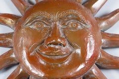 Carved Wood Sun Face, Signed, Dated