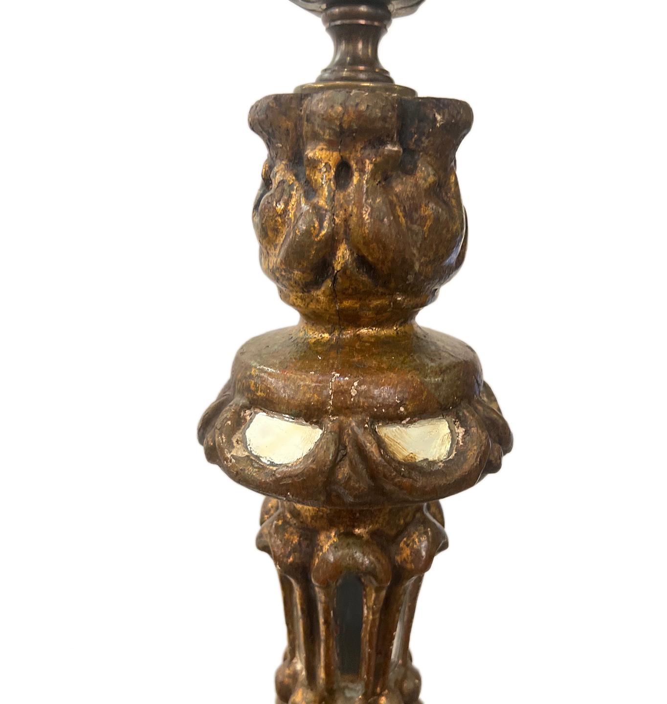 Spanish Carved wood Table lamps For Sale