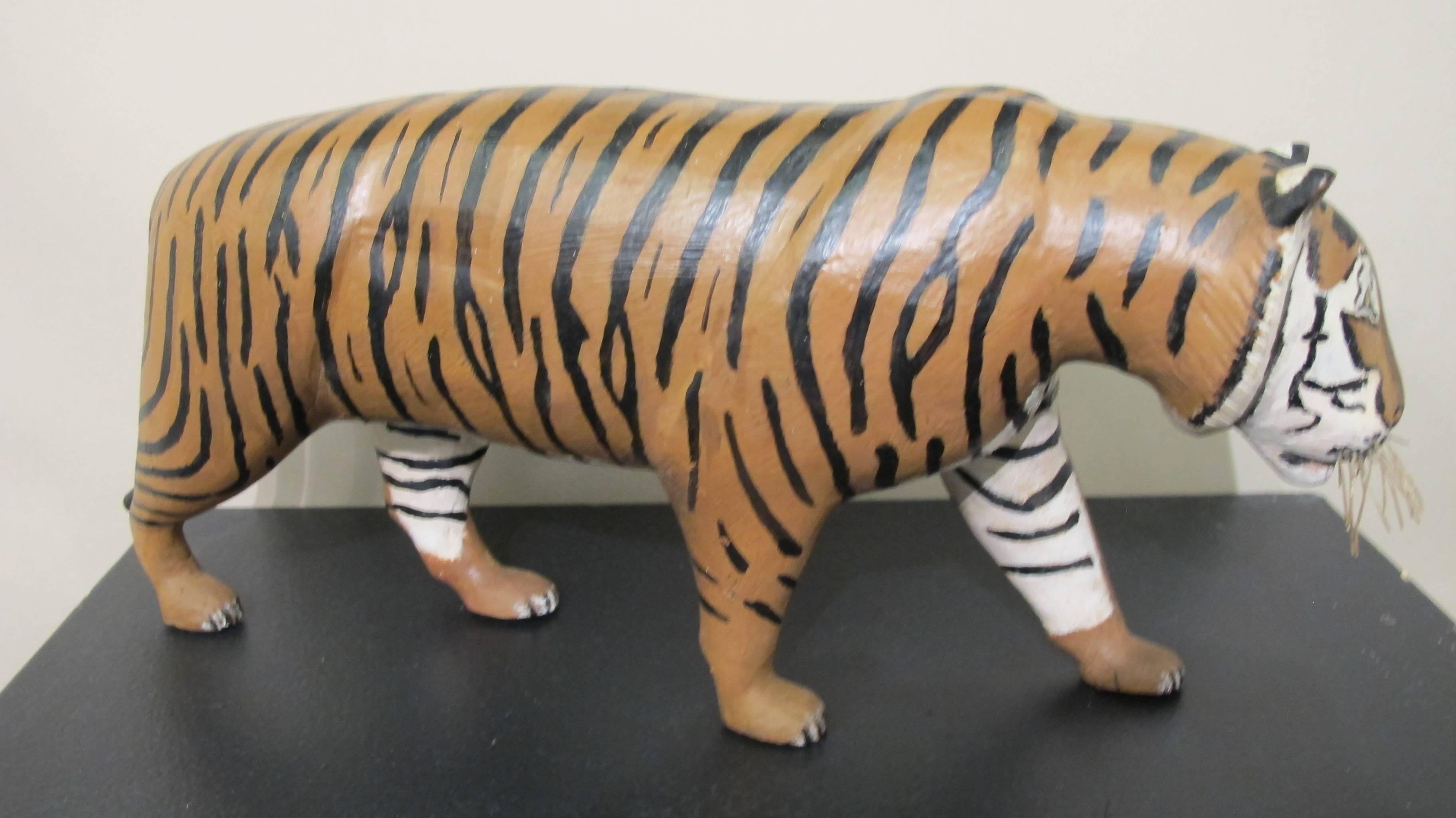 American Carved Wood Tiger by Carl Christiansen For Sale