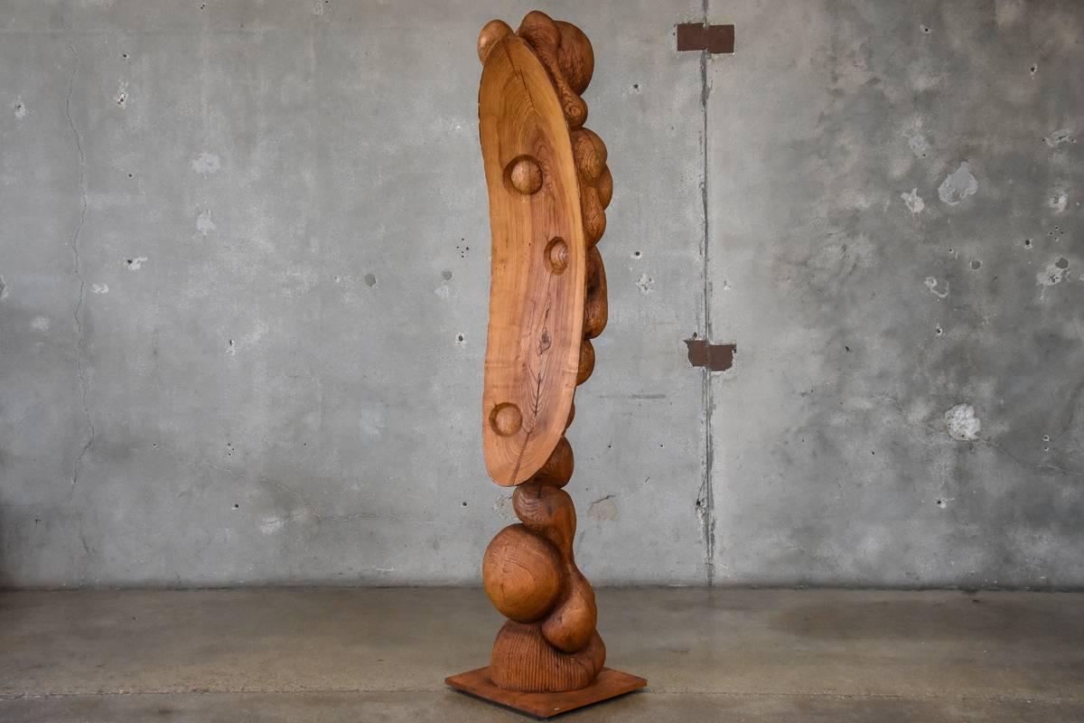 20th Century Carved Wood Totemic Sculpture by Les Bruning For Sale