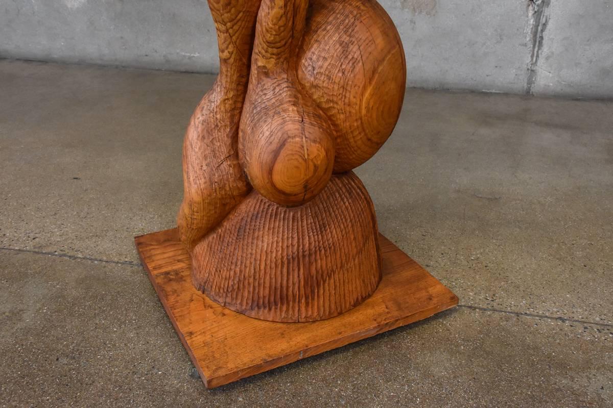 Carved Wood Totemic Sculpture by Les Bruning For Sale 3