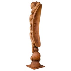 Carved Wood Totemic Sculpture by Les Bruning