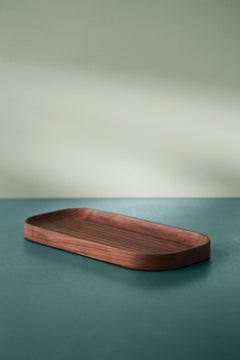 Carved Wood Tray in Oval Walnut by Welling / Ludvik for Warm Nordic