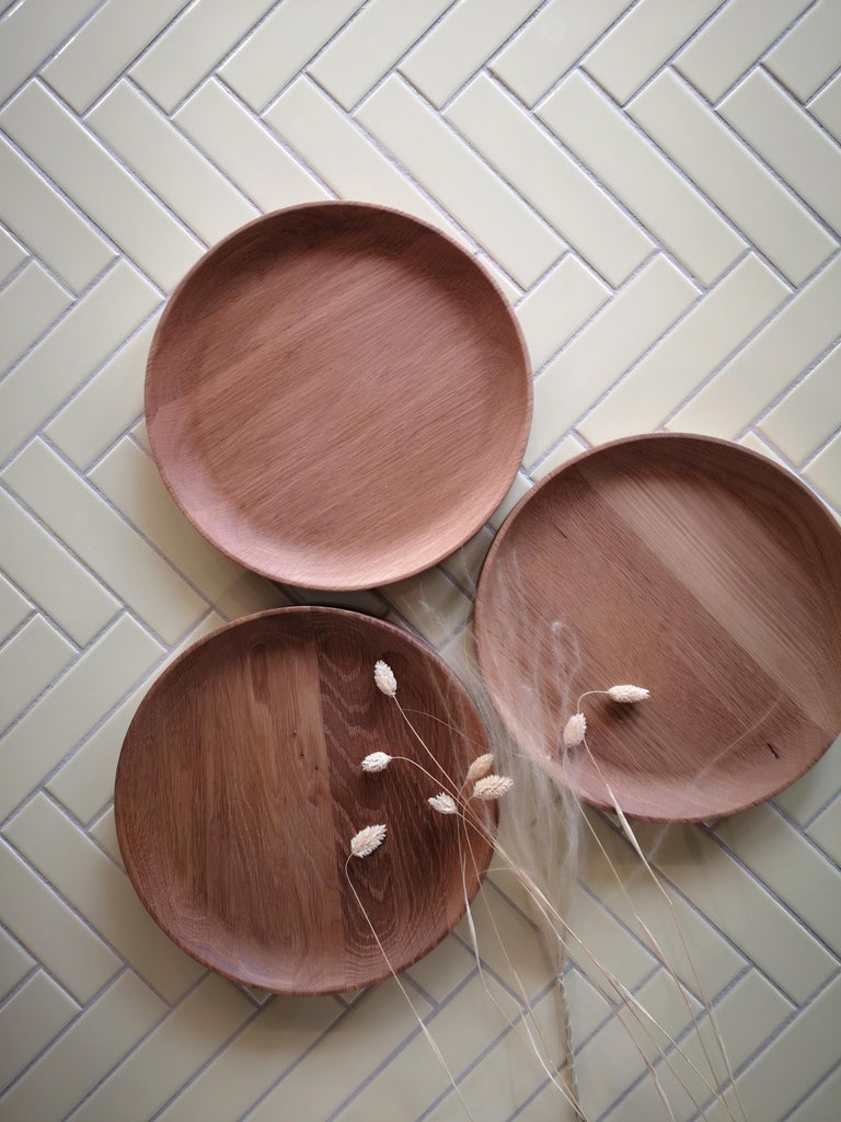 Carved Wood Tray in Round Oiled Oak by Welling / Ludvik for Warm Nordic