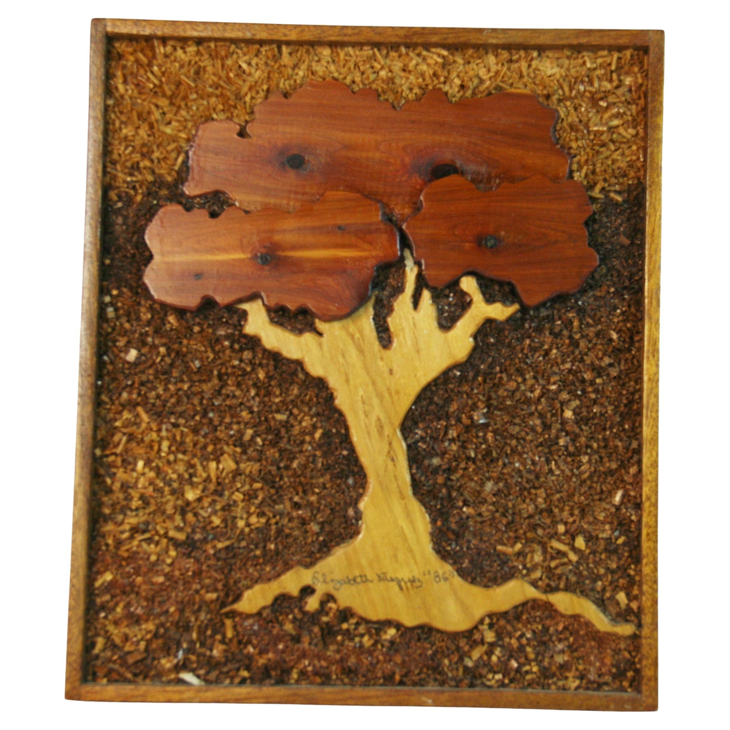 1860 Tree wall sculpture using different soicies of wood.
Signed