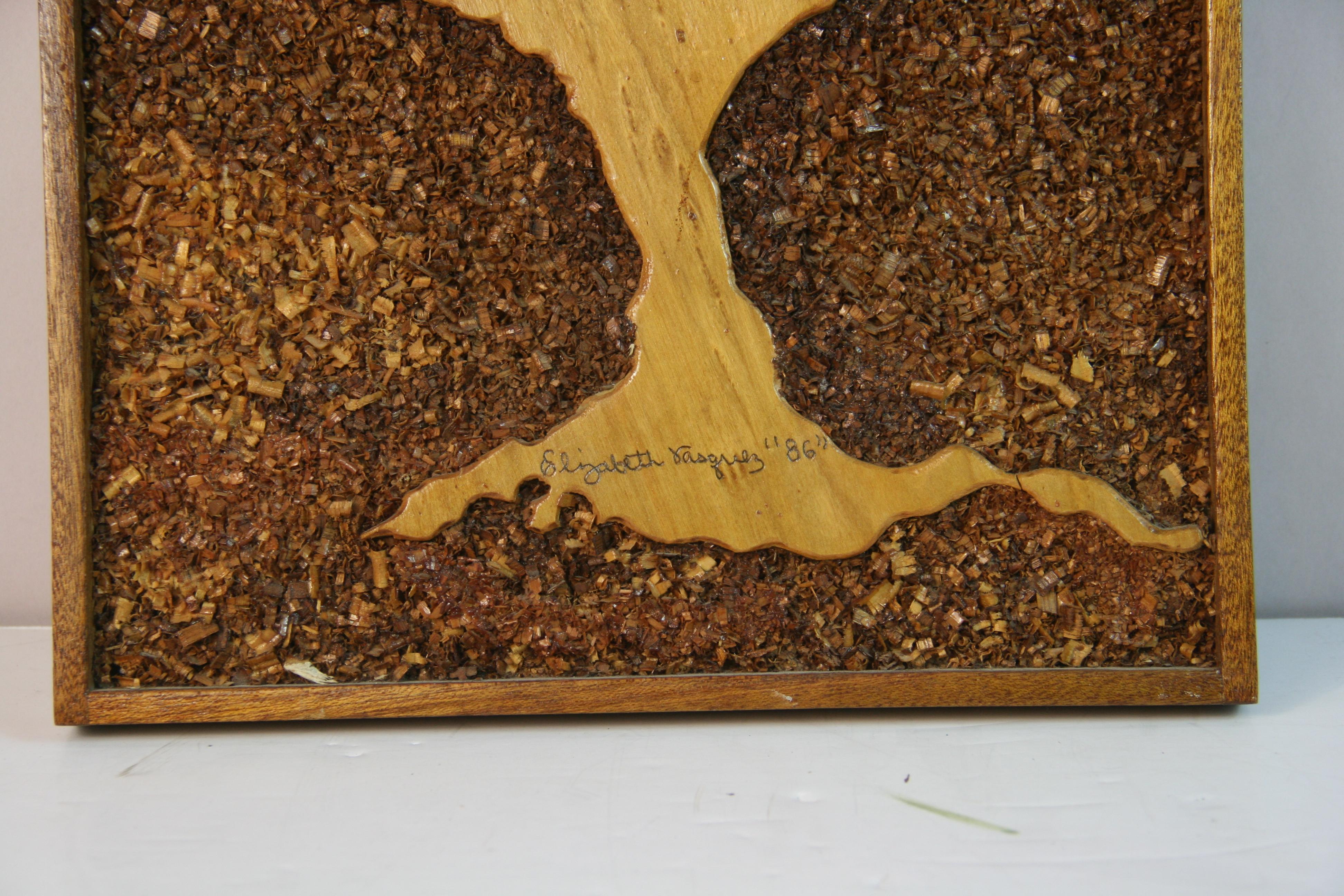 Late 20th Century Carved Wood Tree Wall Sculpture 1986 For Sale