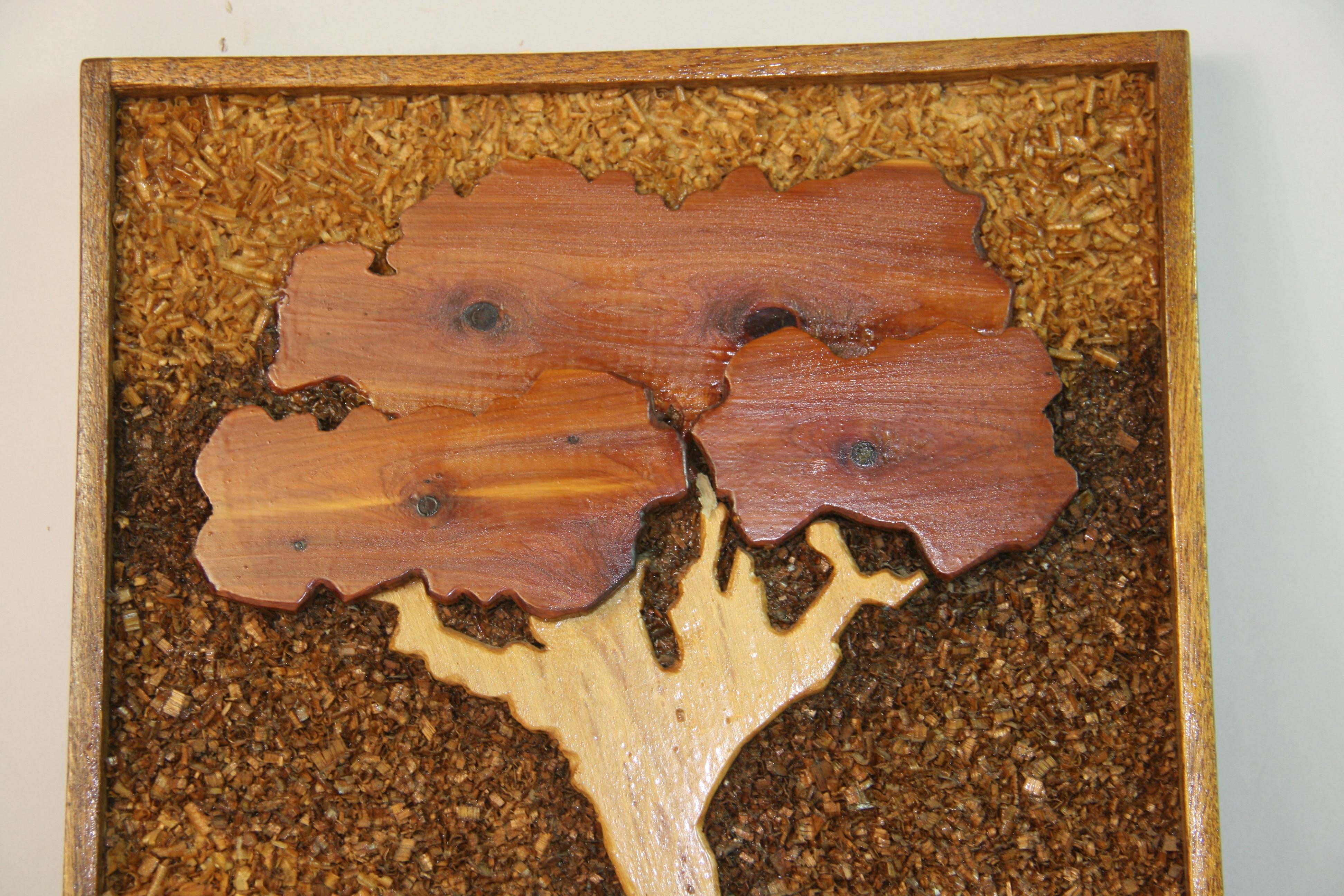 Hardwood Carved Wood Tree Wall Sculpture 1986 For Sale
