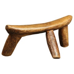 Carved Wood Tribal Three Leg Headrest, Kenya