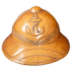 Carved Wood "Troupes de Marine" French Colonial Replica Helmet
