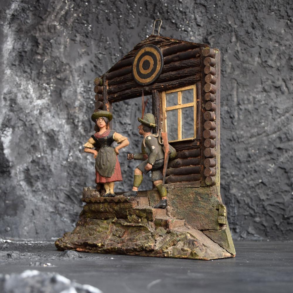 Folk Art Carved Wood Tyrolean Model of a Hunting Lodge, circa 1880 For Sale