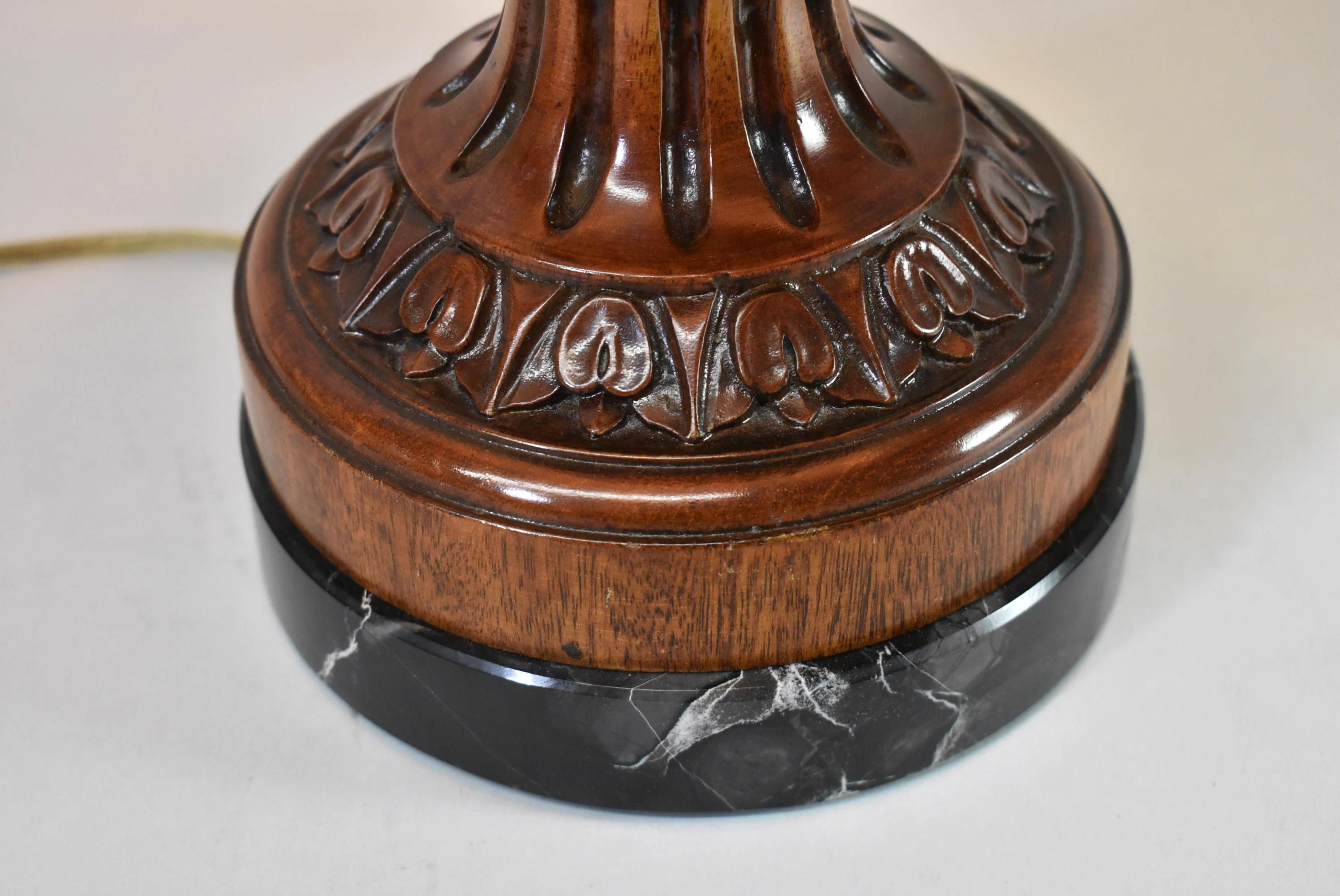 carved wood lamp base
