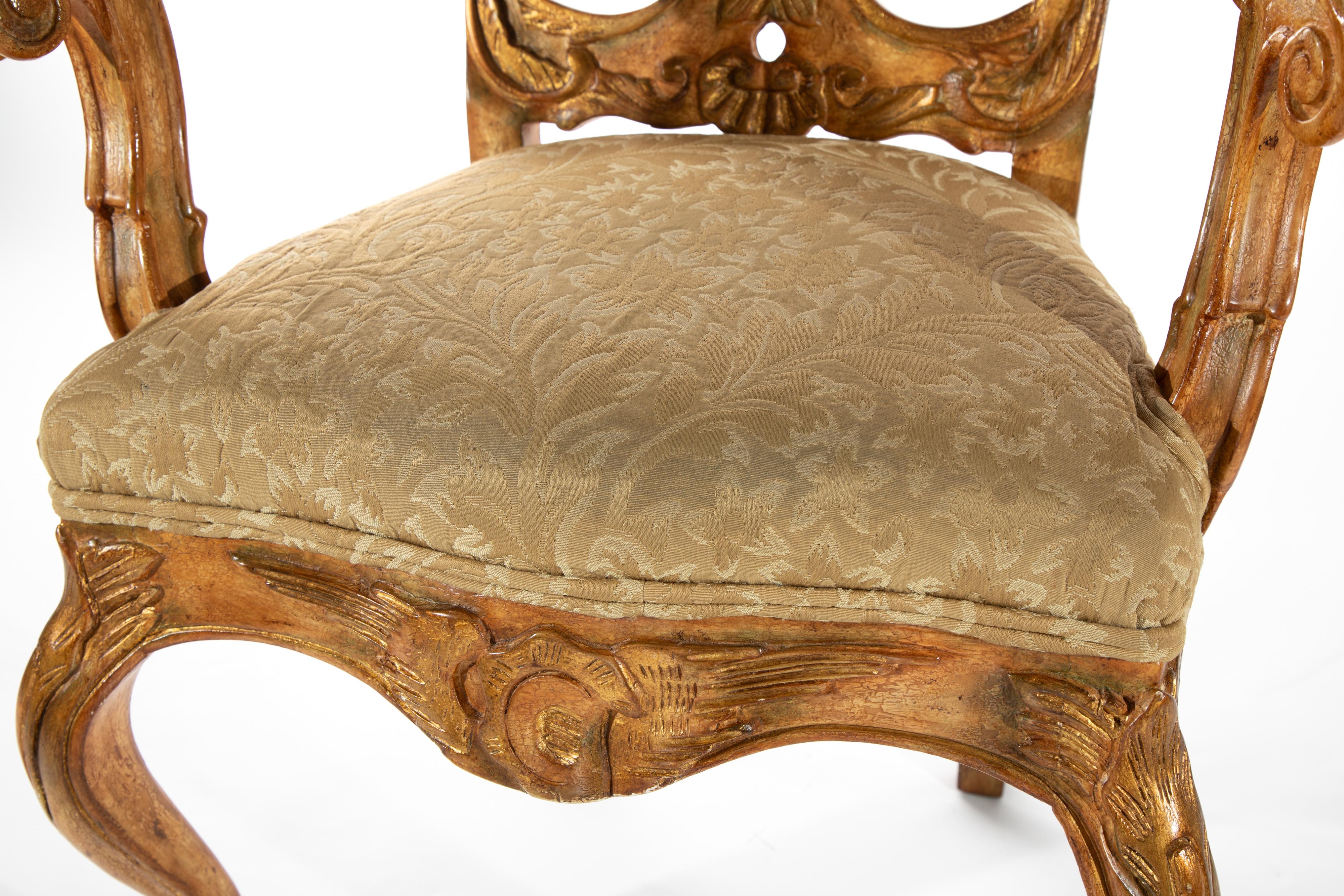 Carved Wood Venetian Style Arm Chair For Sale 1