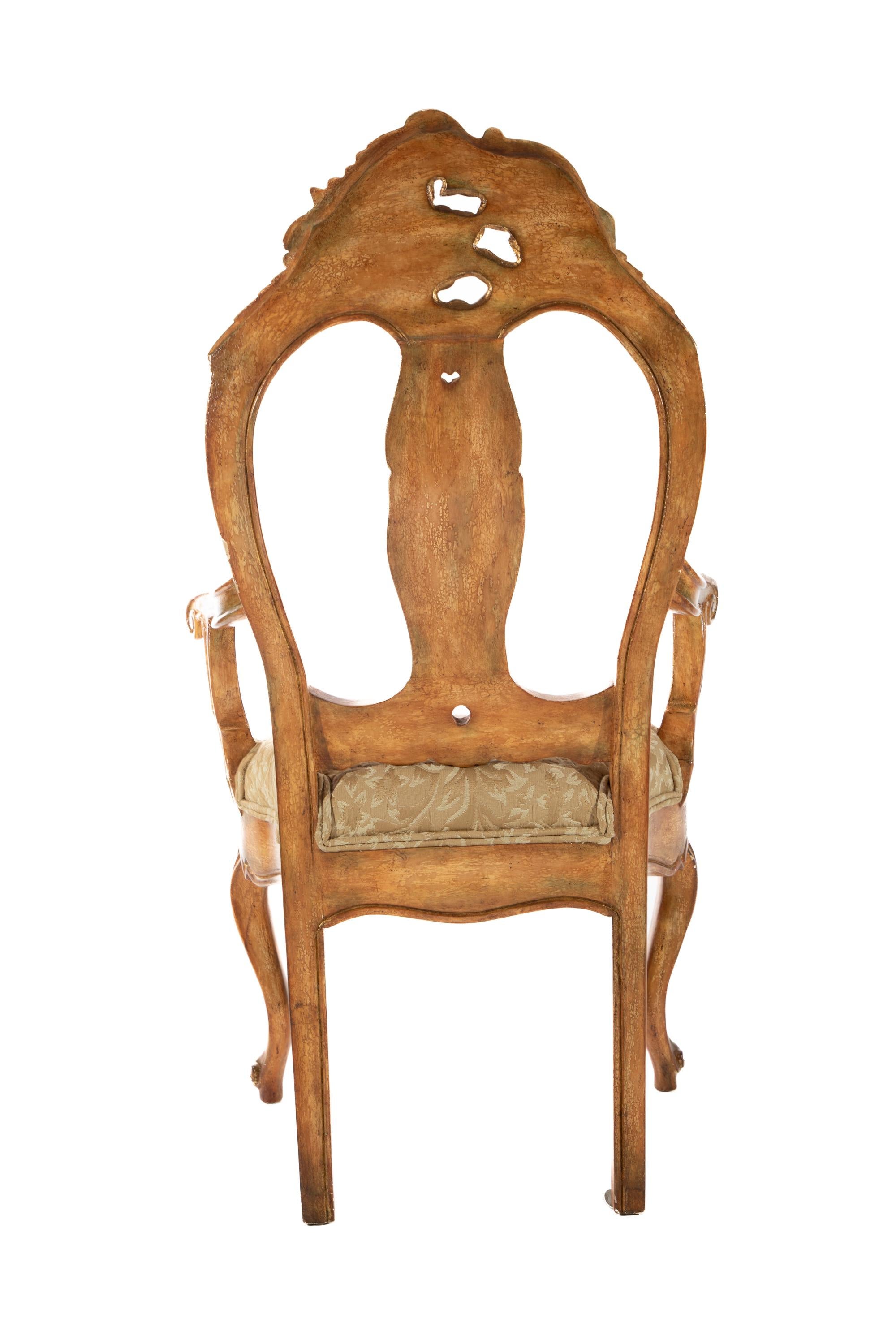 Carved Wood Venetian Style Arm Chair For Sale 2