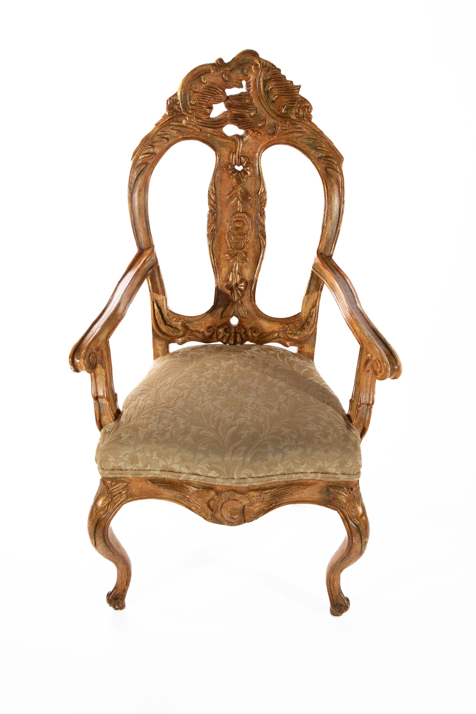 Carved Wood Venetian Style Arm Chair For Sale 3