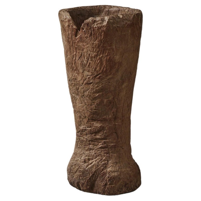 Carved Wood Vessel Tree Stump Planter For Sale at 1stDibs