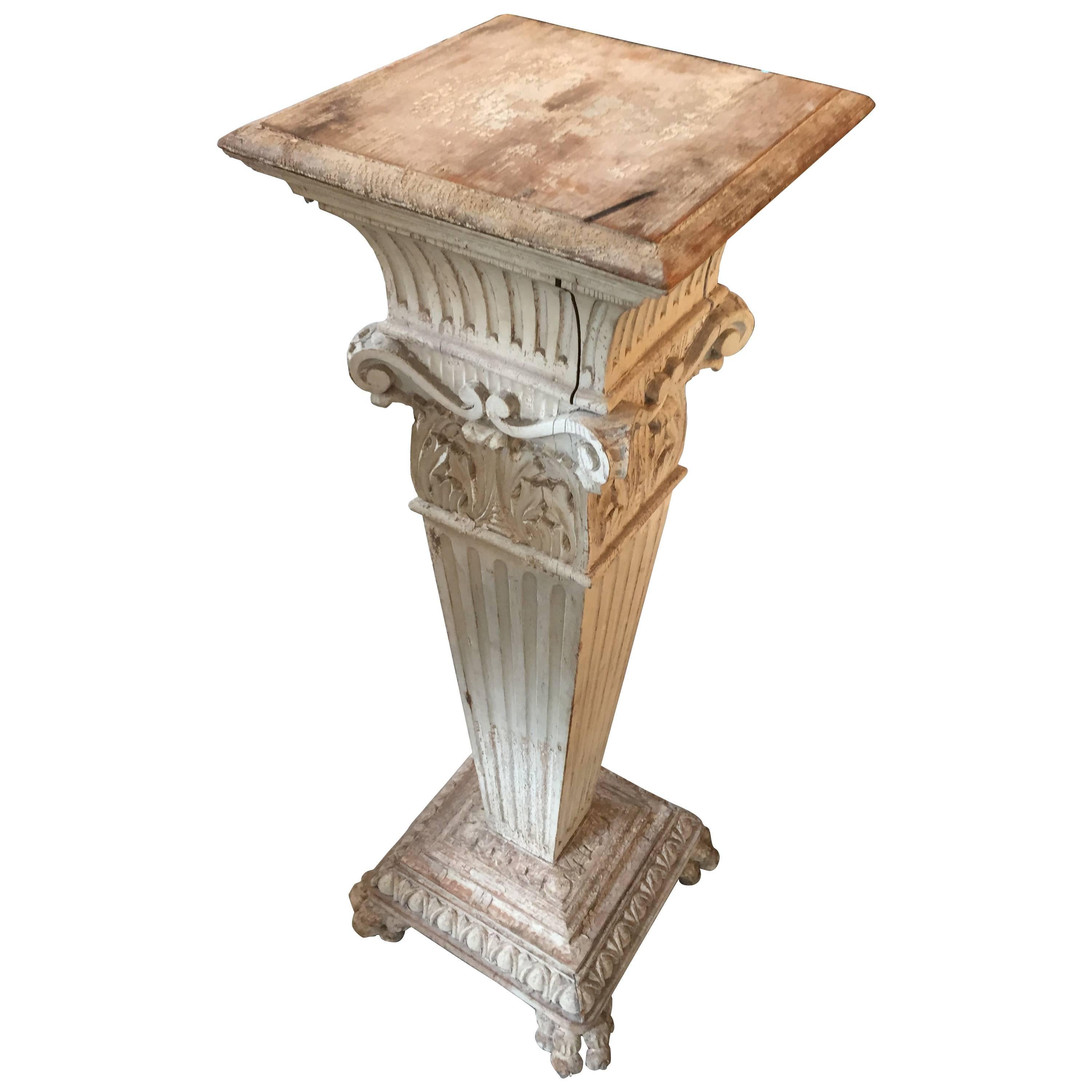 Carved Wood Victorian Pedestal For Sale